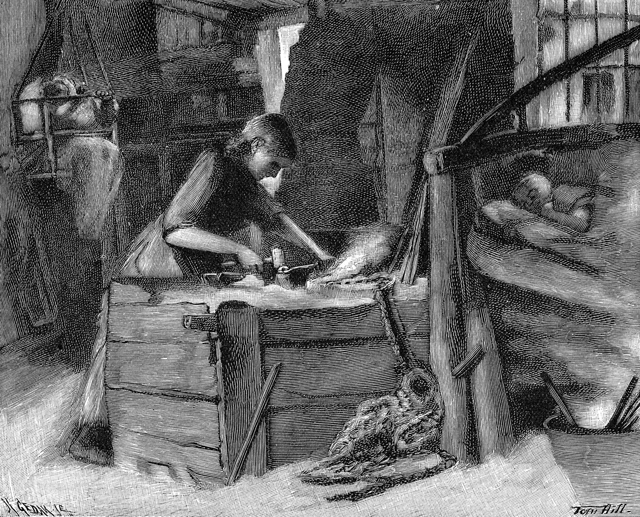 Výroba řetězů v okrese Cradley Heath v Black Country v English Midlands, 1890 od Unbekannt