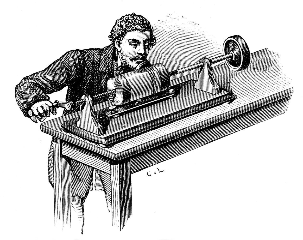 Nahrávání na první model fonografu Thomase Edisona, c1878 od Unbekannt