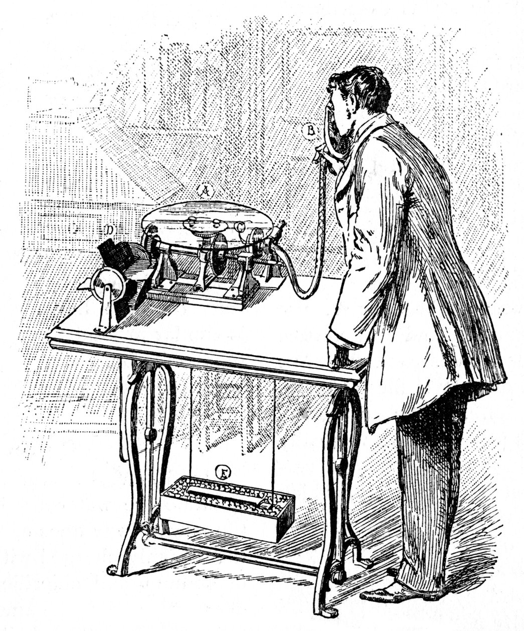 Nahrávání na gramofon Emile Berliners, c1887 od Unbekannt