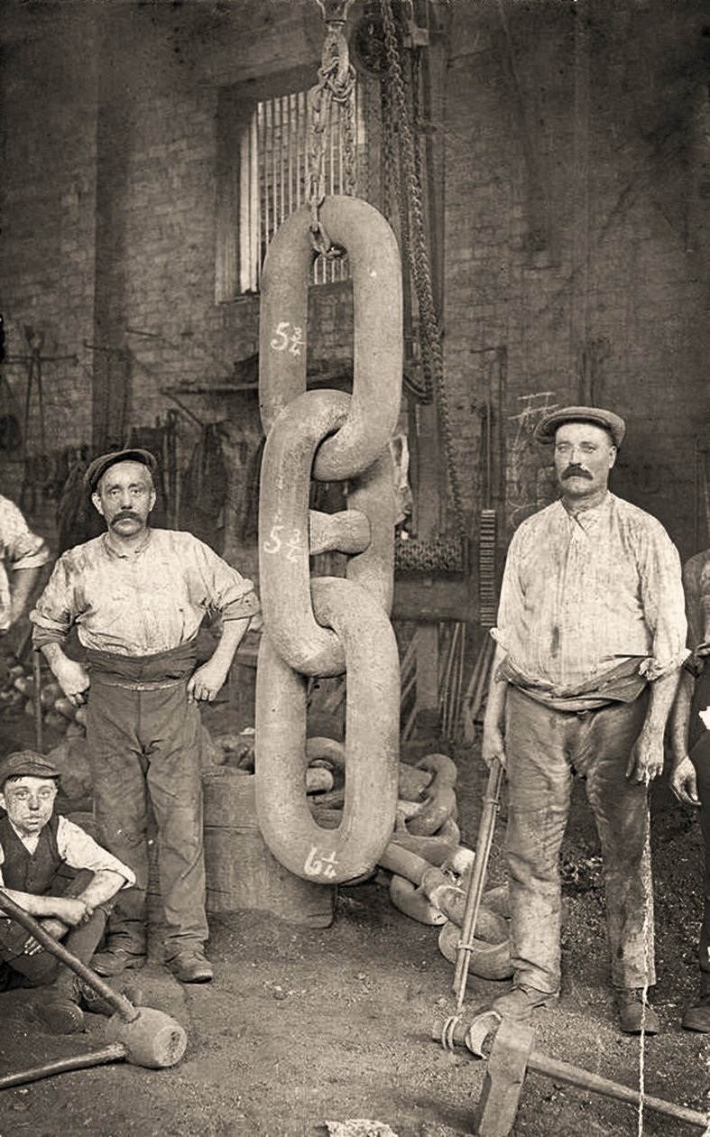 Výroba kotevního řetězu Titaniku v Hingley & Sons, kolem roku 1909 (foto) od Unbekannt