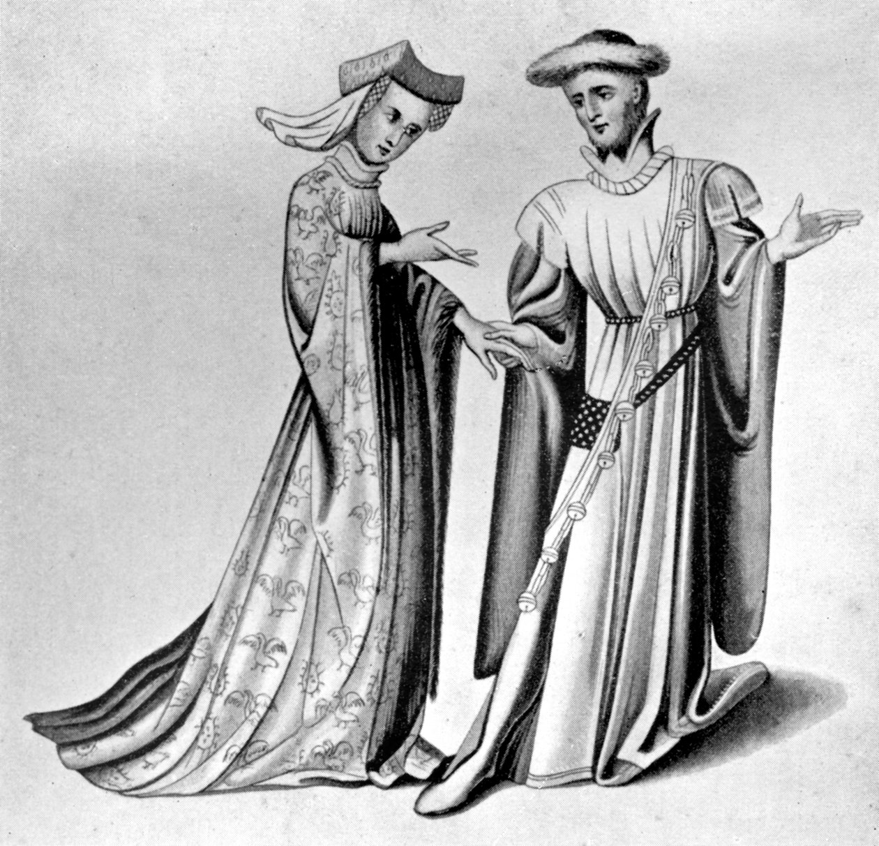 Mužské a ženské šaty, konec 14.-začátek 15. století, 1910 od Unbekannt