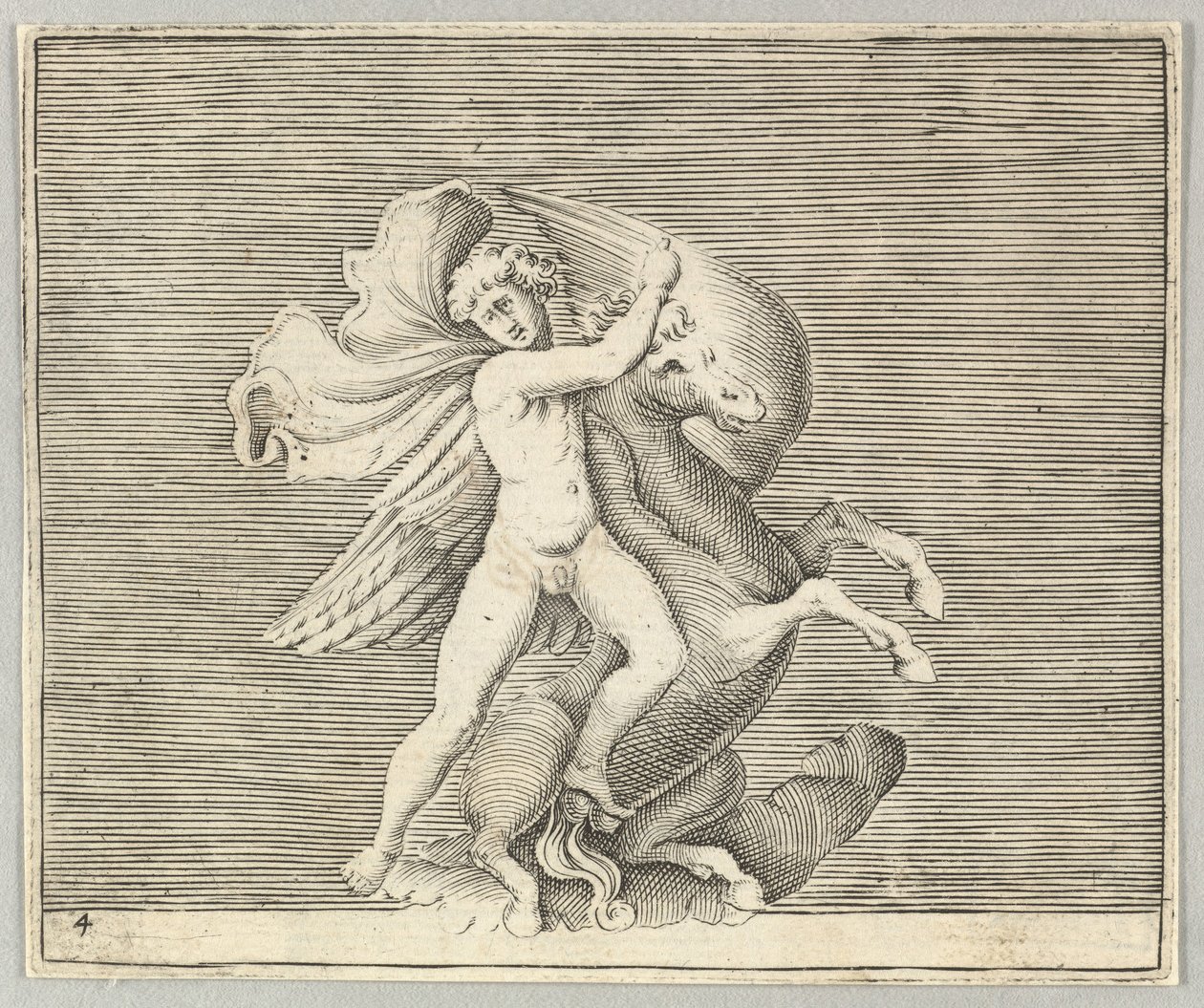 Muž Grappling with Winged Horse, publikoval ca. 1599-1622. od Unbekannt