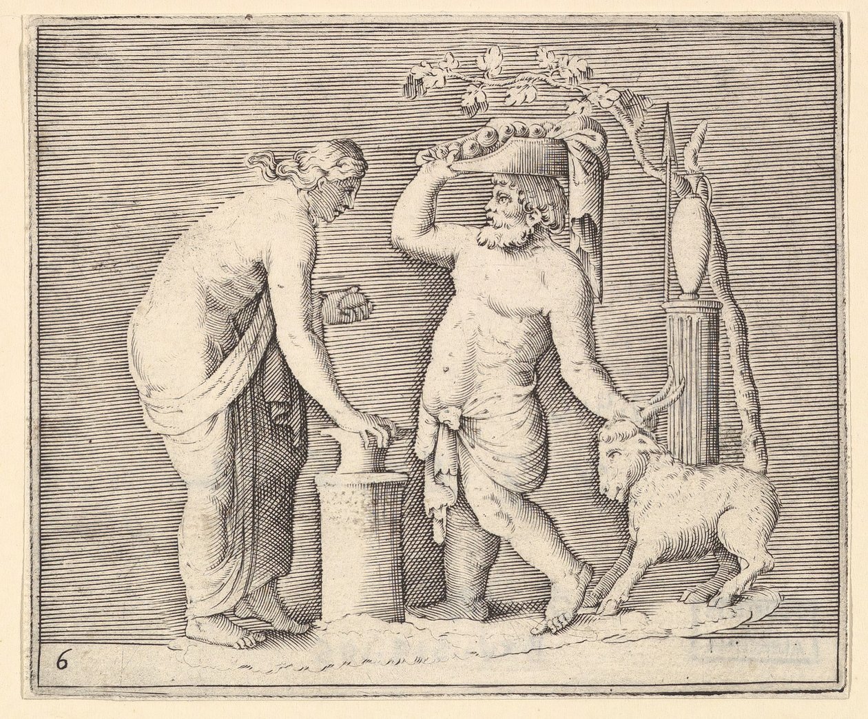 Muž a žena obětující kozu, publikoval ca. 1599-1622. od Unbekannt