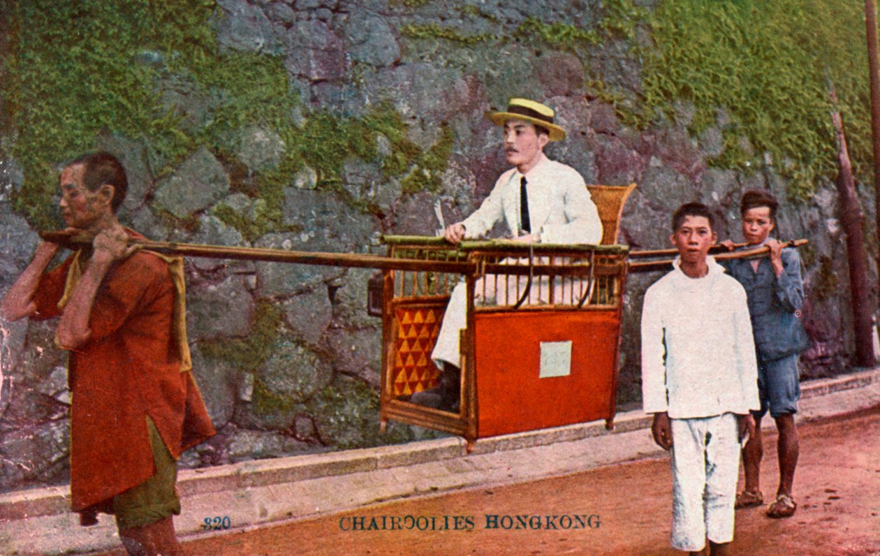 Muž nese na židli Sedan, Hong Kong, 20. století od Unbekannt