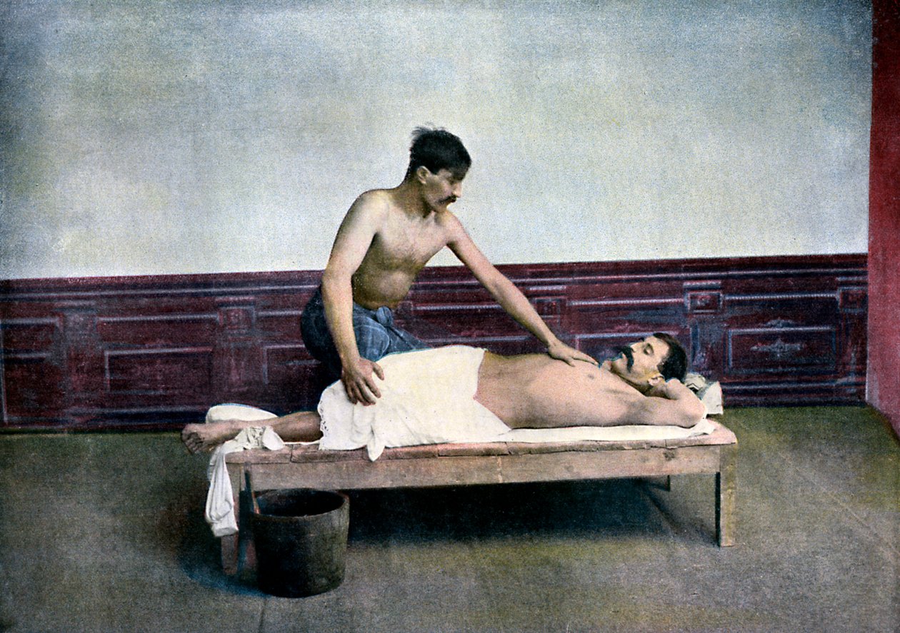 Muž na masáži v lázeňském domě, c1890 od Unbekannt