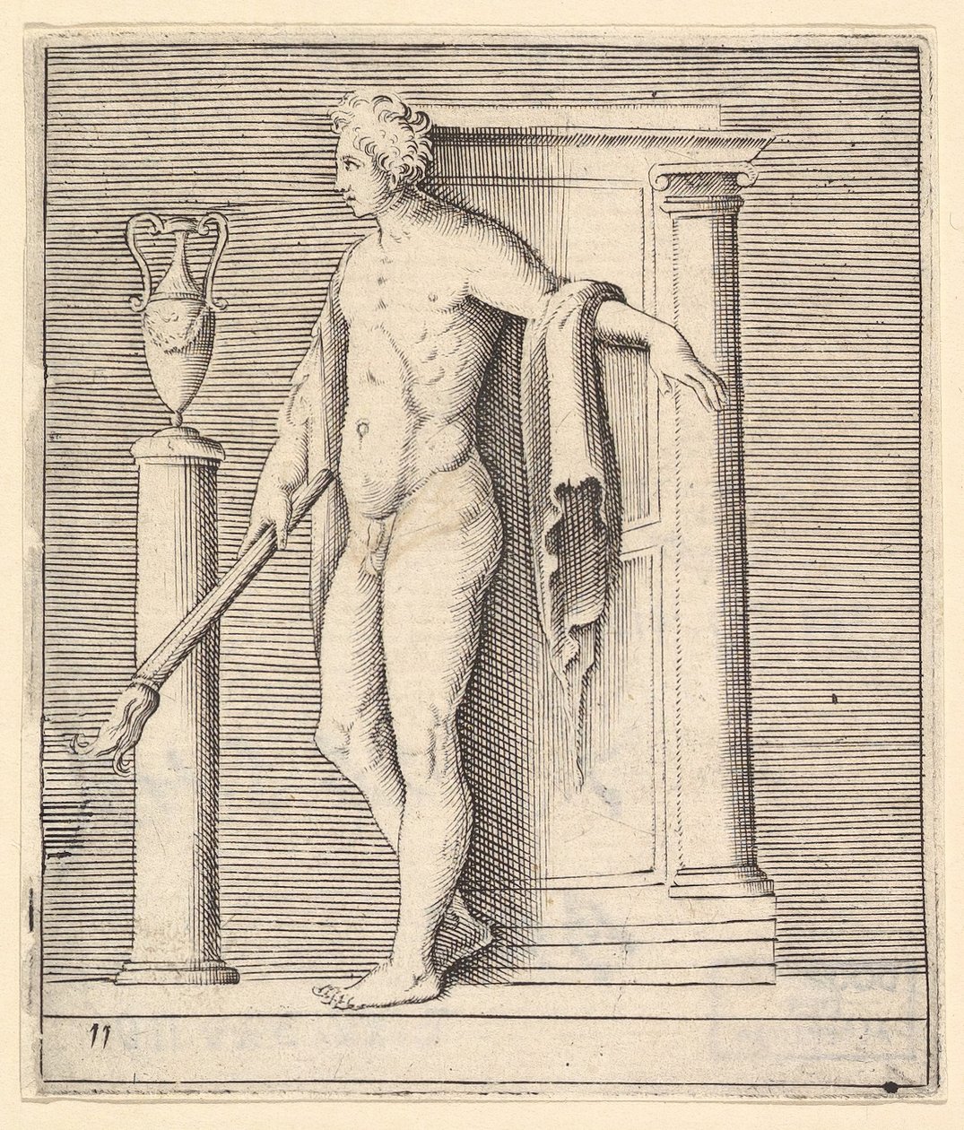 Muž s pochodní u dveří chrámu, publikoval ca. 1599-1622. od Unbekannt
