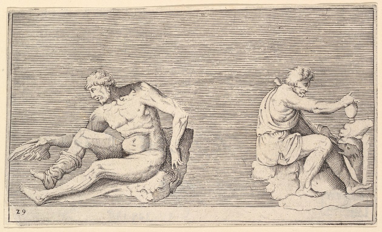 Muž s křídlem, Muž s vázou a psem, publikoval ca. 1599-1622. od Unbekannt