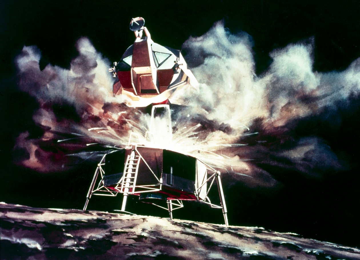 Pilotovaný vesmírný let, USA, Apollo, dojem generálního umělce z lunárního modulu odlétajícího z Měsíce od Unbekannt