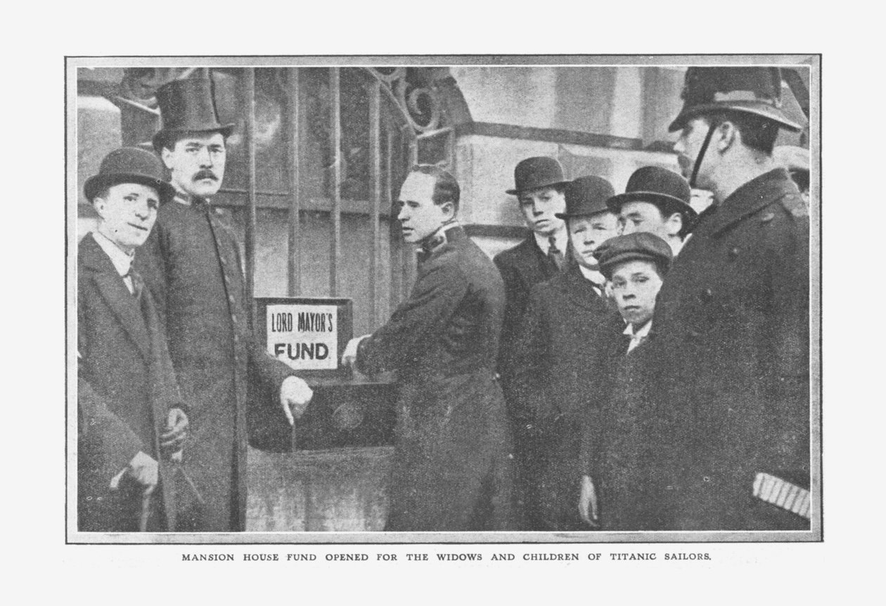 Mansion House Fund otevřen pro vdovy a děti Titanic Sailors, 20. dubna 1912. od Unbekannt