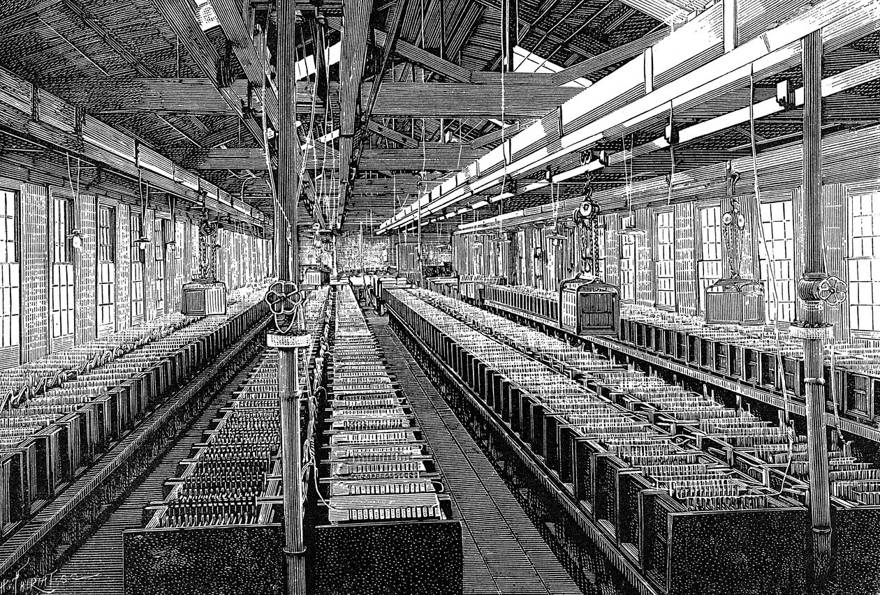 Výroba elektrických baterií, USA, 1887 od Unbekannt