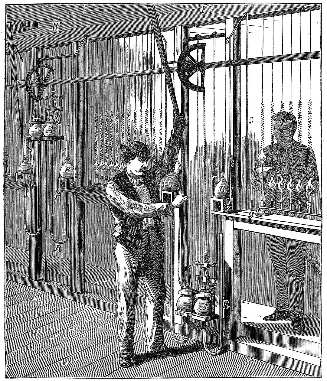 Výroba elektrických žárovek, c1883 1896 od Unbekannt