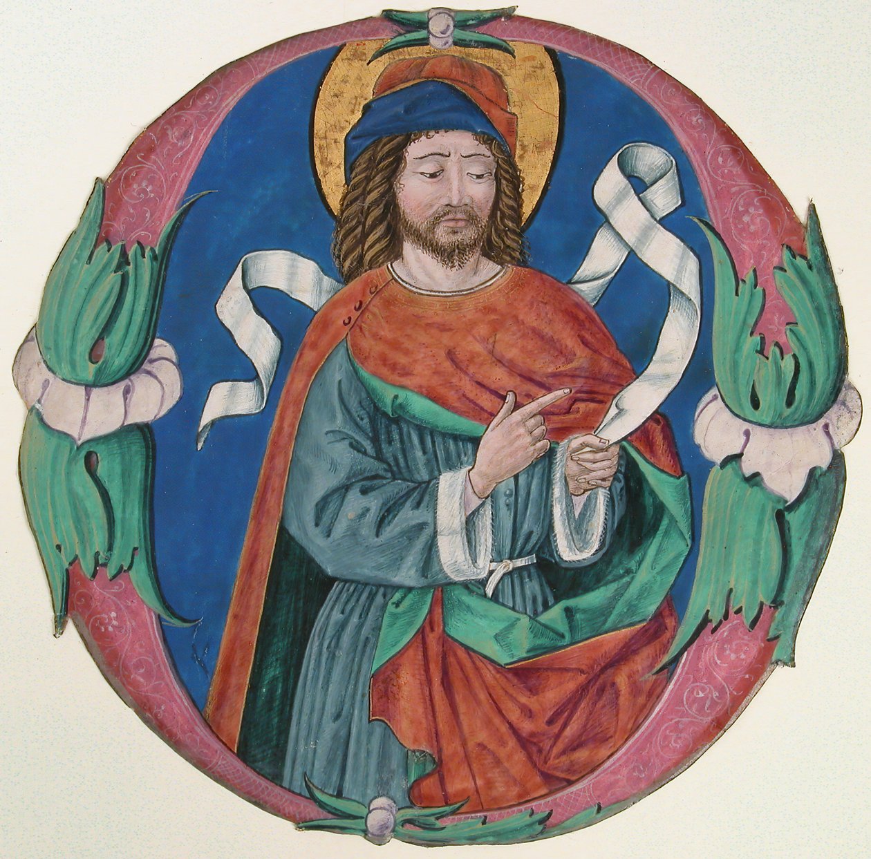 Iluminace rukopisu s postavou světce v iniciále O, italsky, ca. 1480. od Unbekannt
