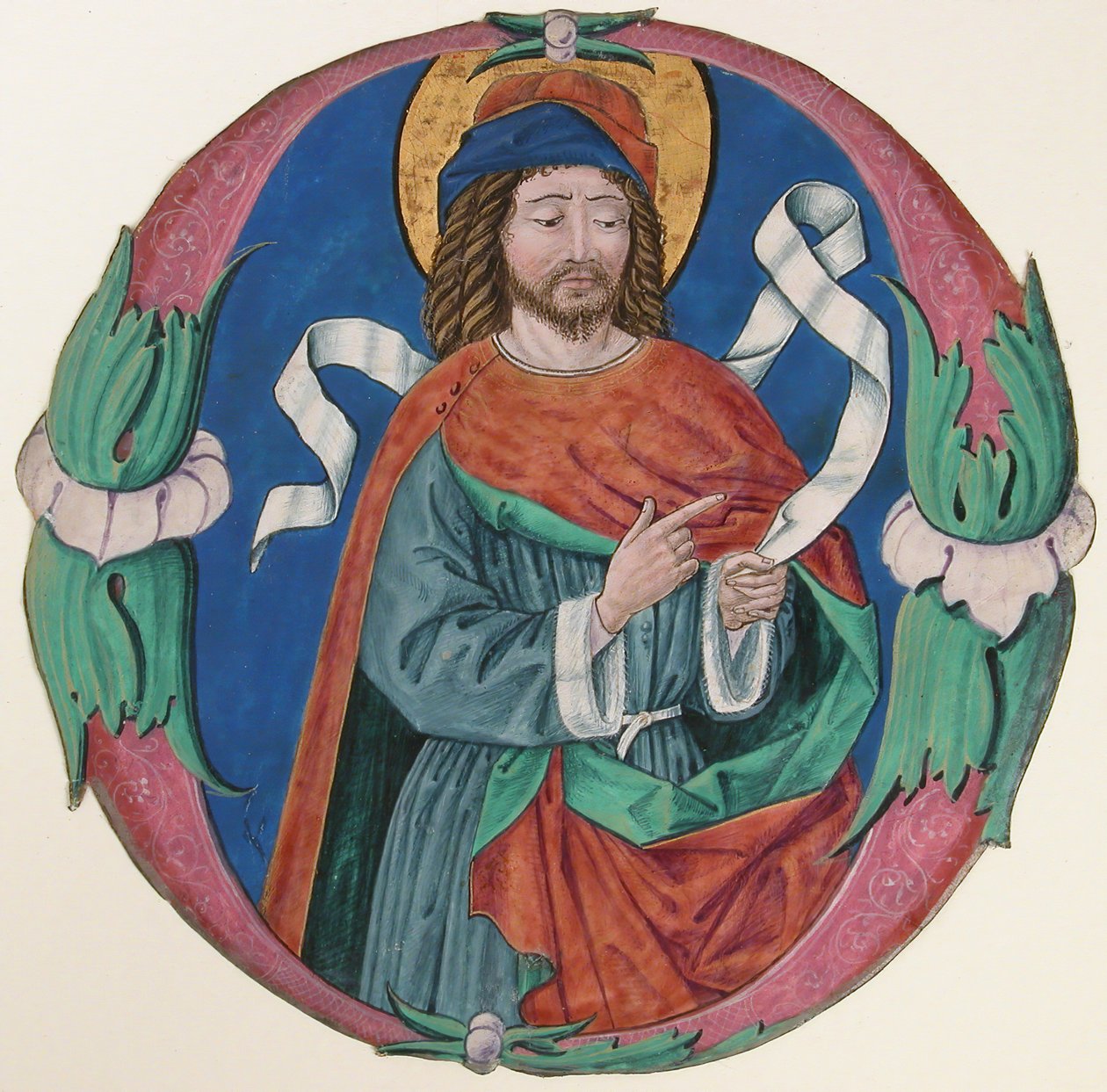 Iluminace rukopisu s postavou světce v iniciále O, ca. 1480. od Unbekannt