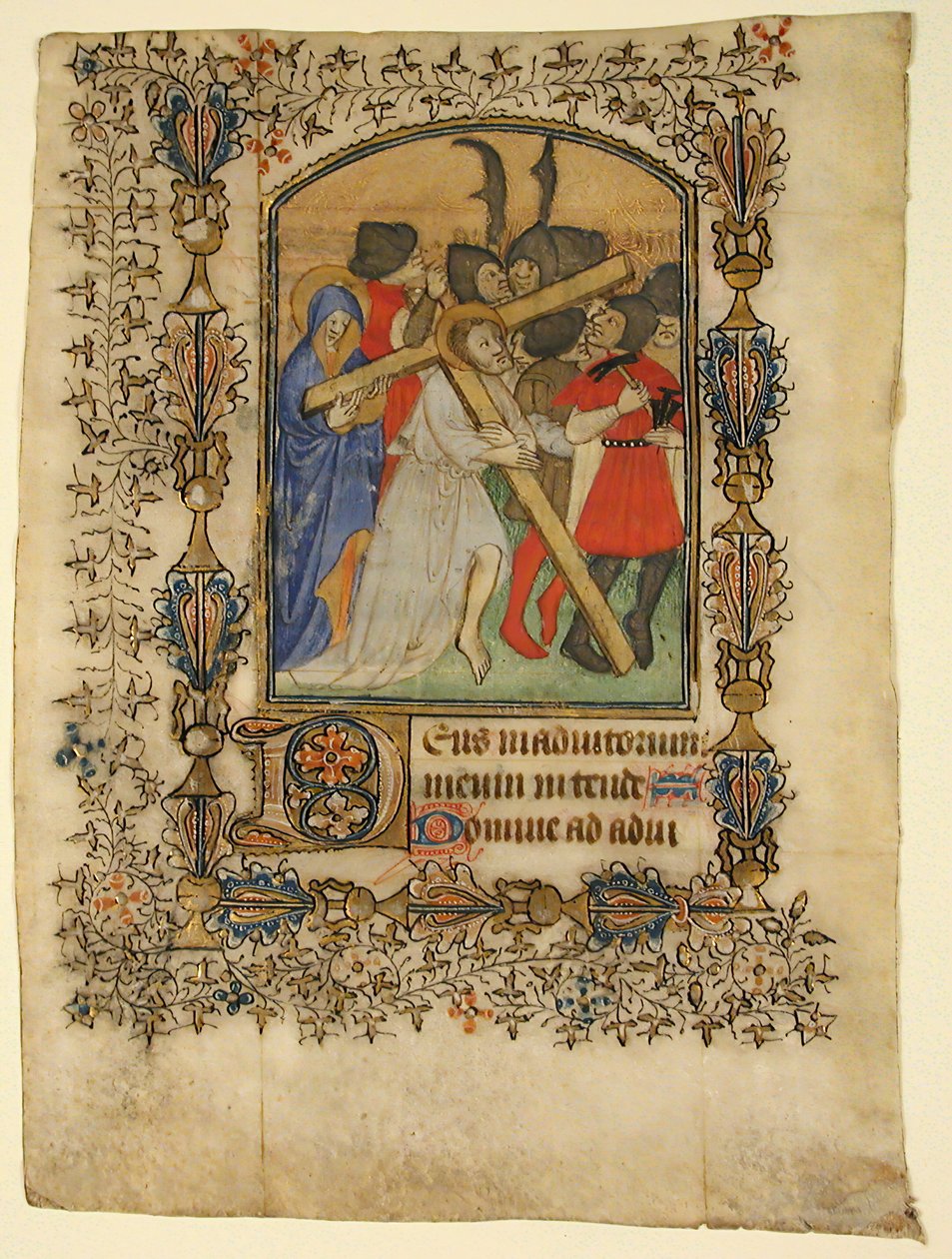 Rukopisný list z knihy hodin s iluminovanou iniciálou D a Kristem..., 1390-1400. od Unbekannt