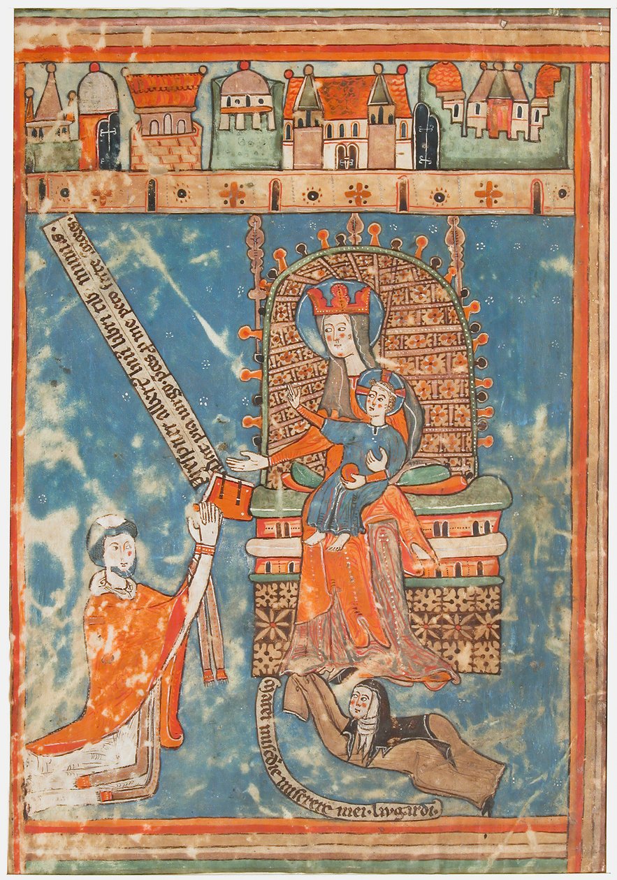 Rukopisný list s věnováním knihy Panně Marii, německy, ca. 1400. od Unbekannt