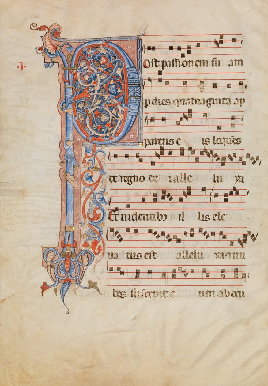 Rukopisný list s listovou iniciálou P, z antifonáře, italština, ca. 1250-60. od Unbekannt