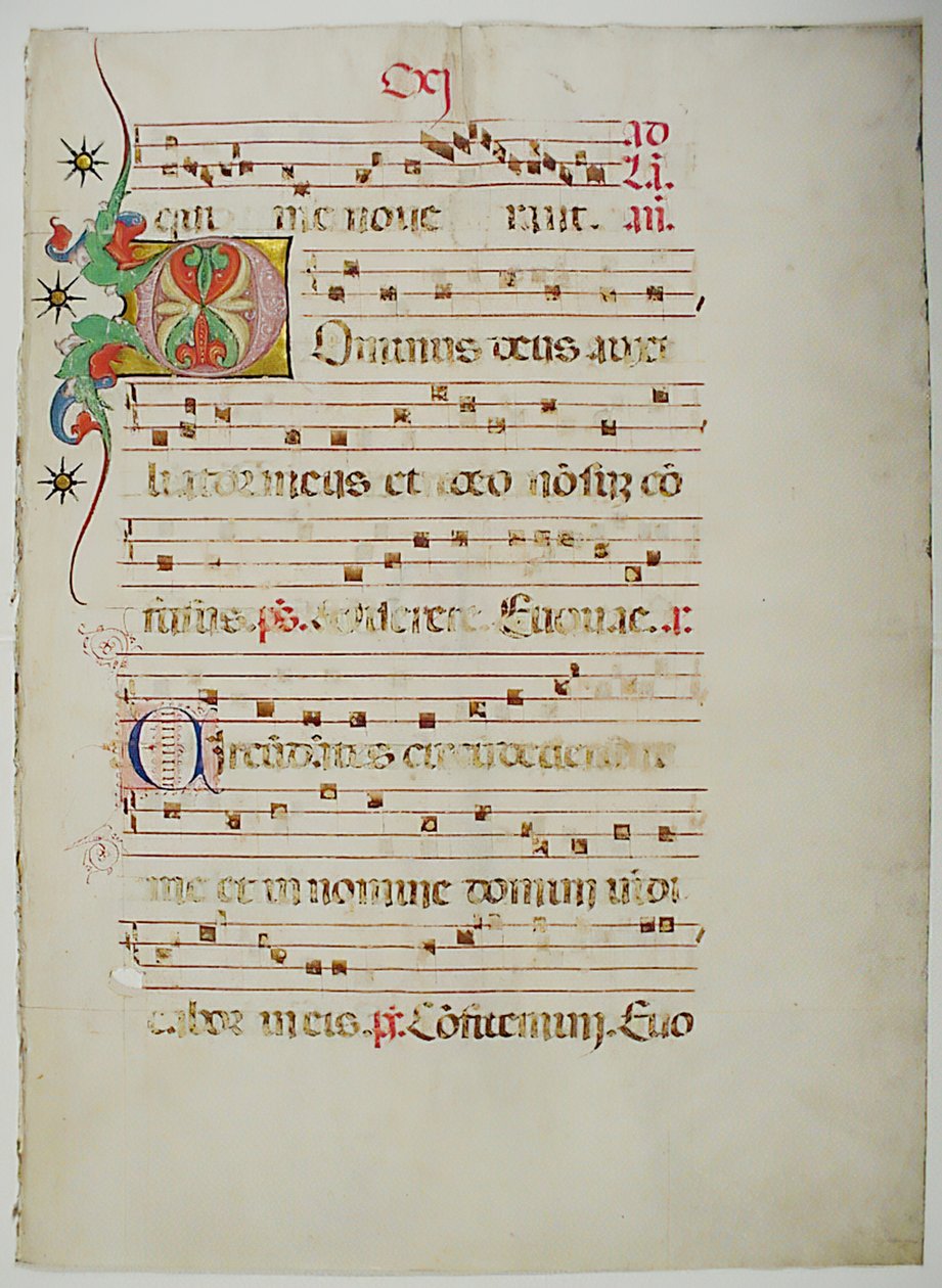 Rukopisný list s iniciálou D, z antifonáře, italština, 15. století. od Unbekannt