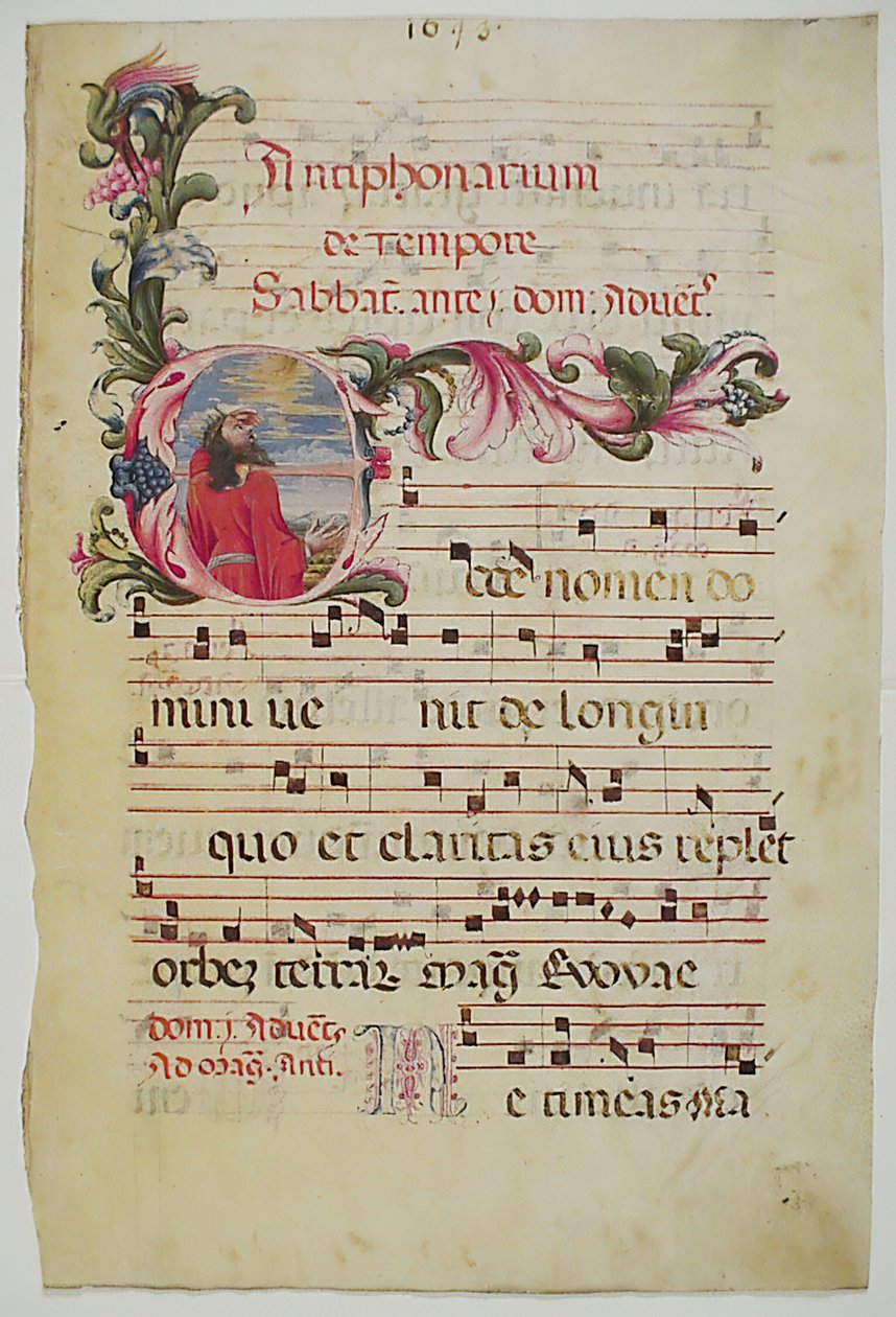 Rukopisný list s iniciálou E, z antifonáře, italština, 16. století. od Unbekannt