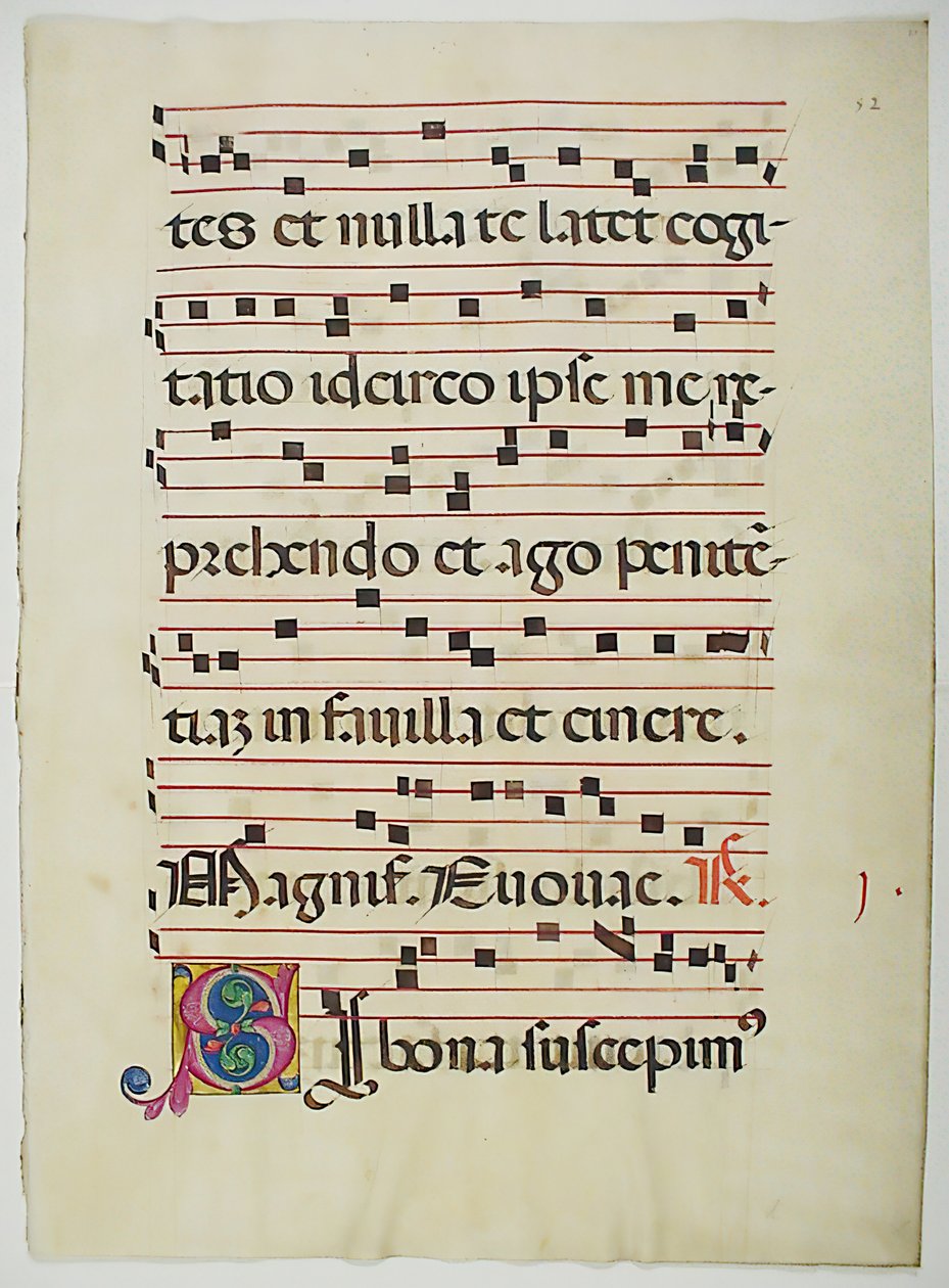 Rukopisný list s iniciálou S, ze sborové knihy, italština, 15. století. od Unbekannt