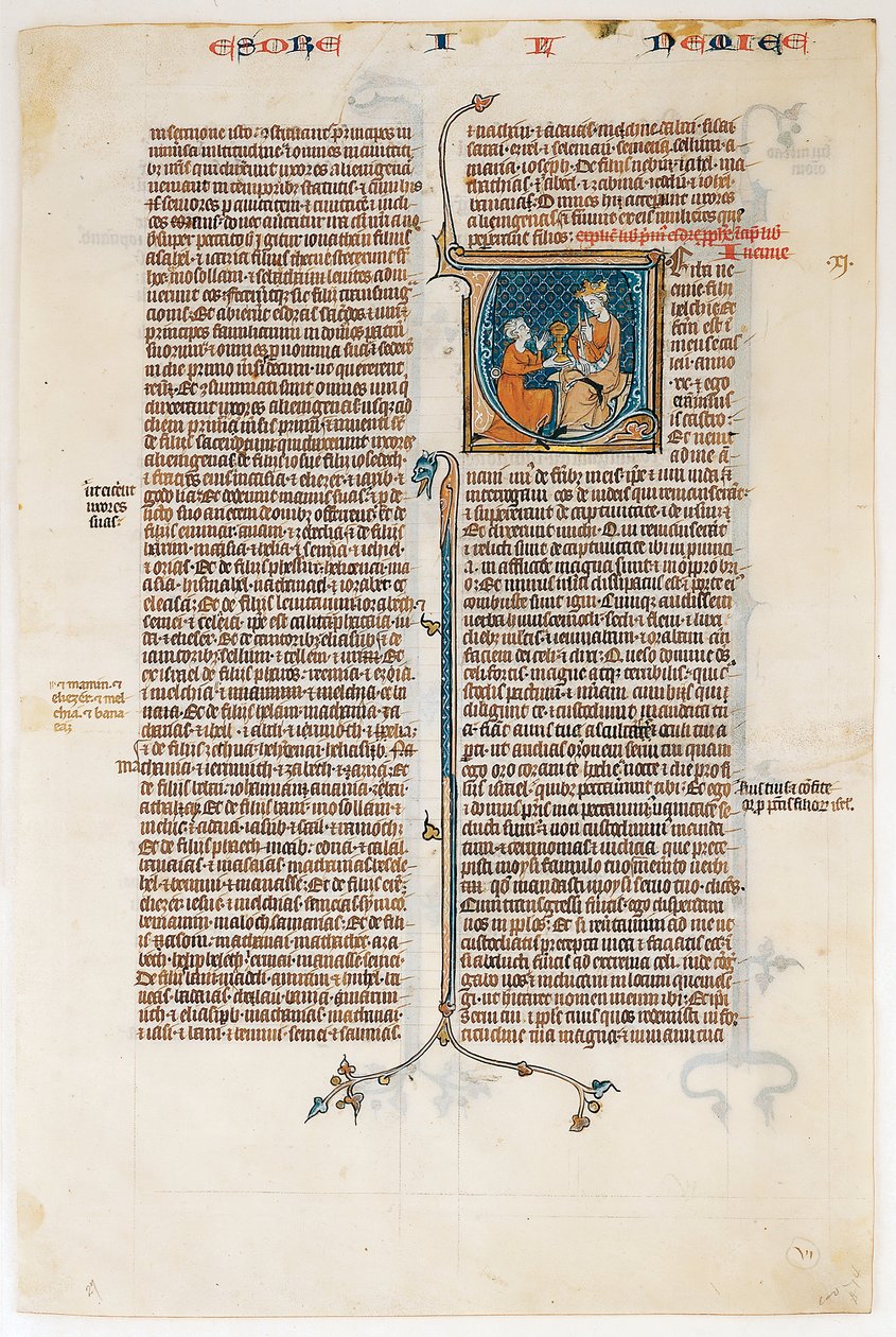 Rukopisný list s otevřením Knihy Nehemiášovy, z Bible, ca. 1280-1300. od Unbekannt