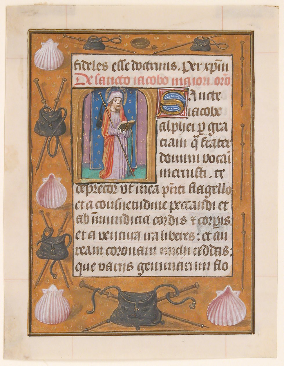 Rukopisný list se svatým Jakubem Větším, z Knihy hodin, ca. 1500. od Unbekannt