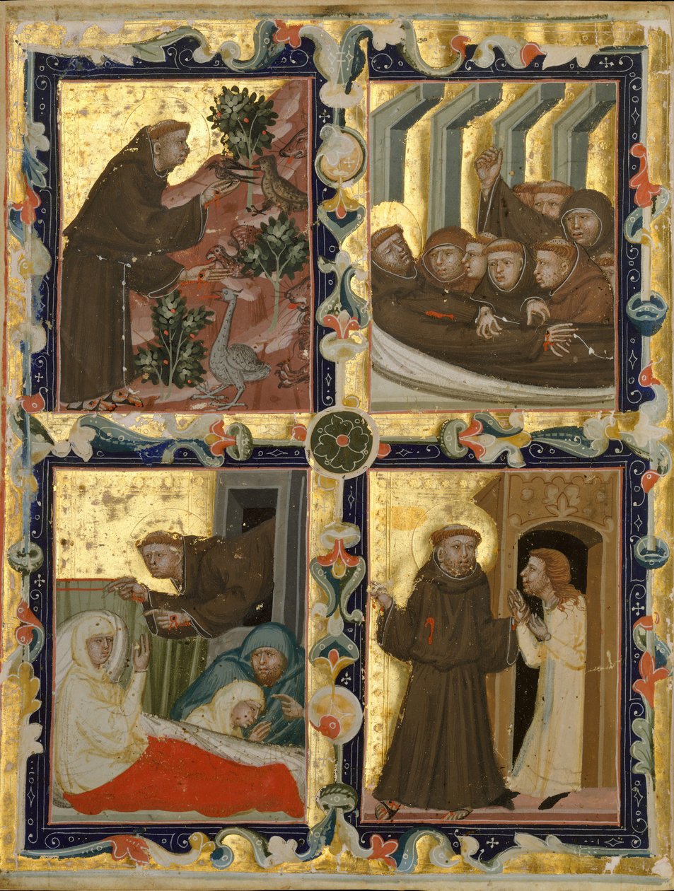 Rukopisný list s výjevy ze života svatého Františka z Assisi, italsky, ca. 1320-42. od Unbekannt