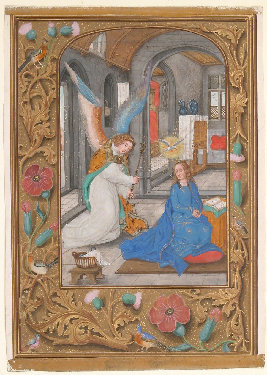 Rukopisný list se Zvěstováním, z Knihy hodin, ca. 1500-1525. od Unbekannt