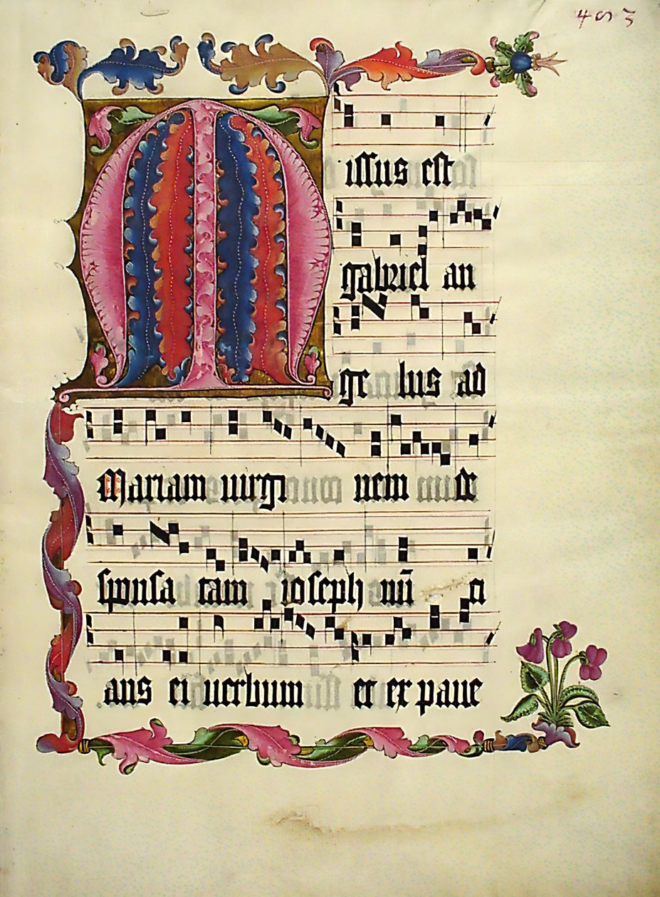 Rukopisný list s iniciálou M, z antifonáře, německy, ca. 1425-50. od Unbekannt