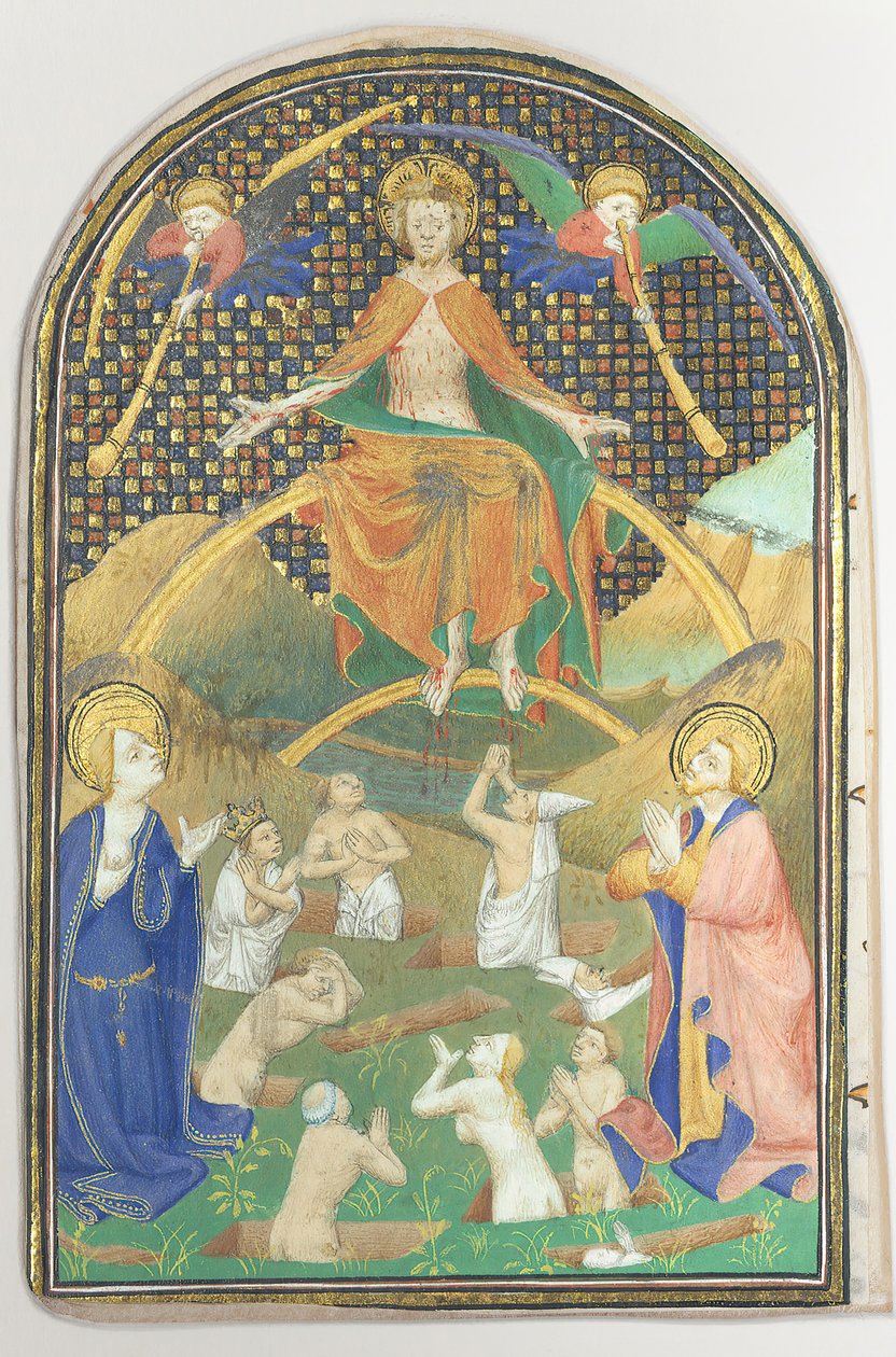 Rukopisný list s posledním soudem, z knihy hodin, francouzština, ca. 1400. od Unbekannt