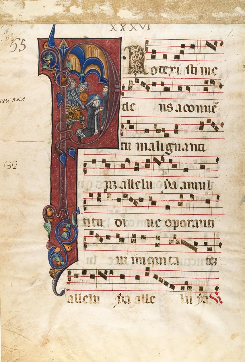 Rukopisný list s mučednickou smrtí svatého Petra mučedníka v iniciále P..., ca. 1270-80. od Unbekannt