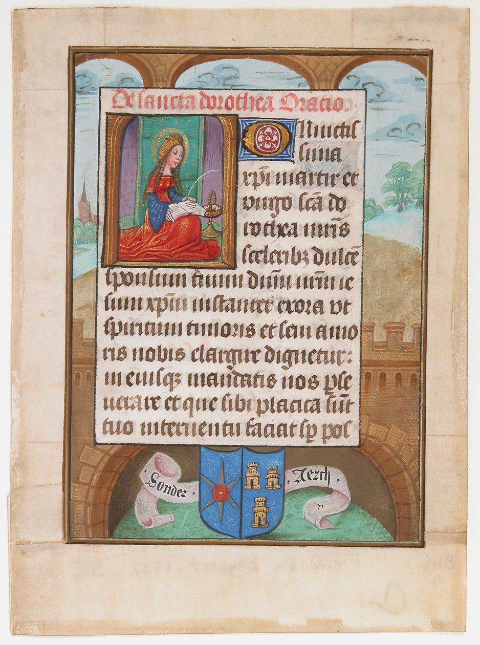 Rukopisný list se svatou Dorotou, z knihy hodin, ca. 1500. od Unbekannt