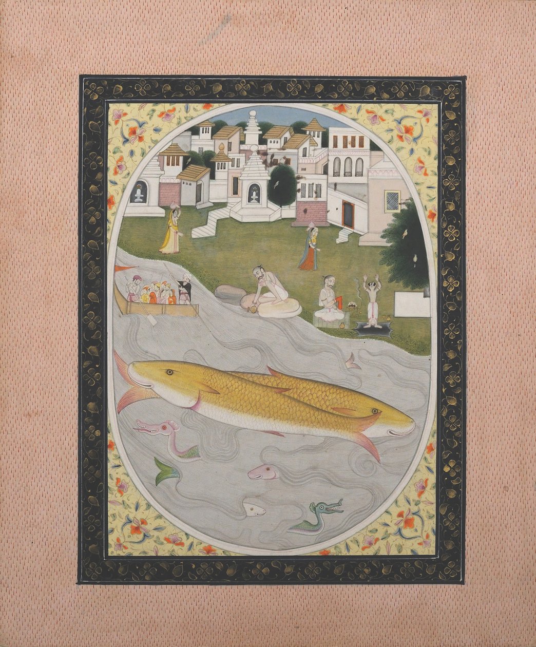 Rukopisný obraz s hinduistickou tantrickou scénou zobrazující dvě ryby, 1800-1820. od Unbekannt