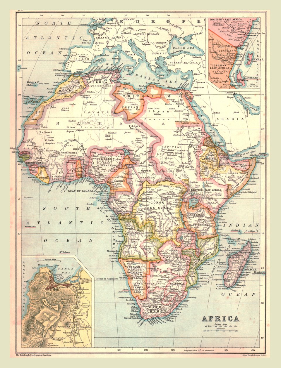 Mapa Afriky, 1902. od Unbekannt