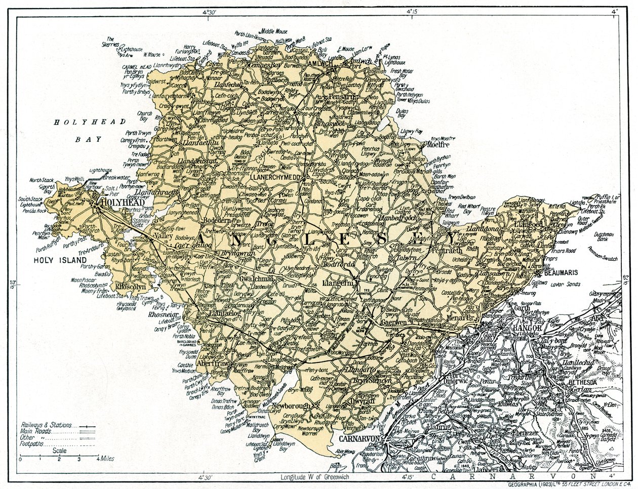 Mapa Anglesey, 1924-1926 od Unbekannt