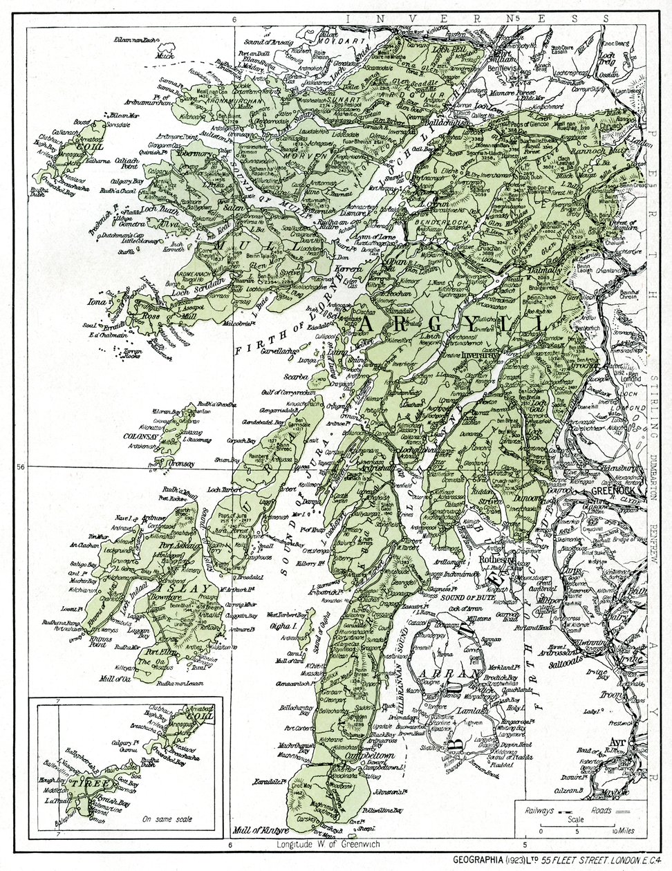 Mapa Argyllshire, 1924-1926 od Unbekannt