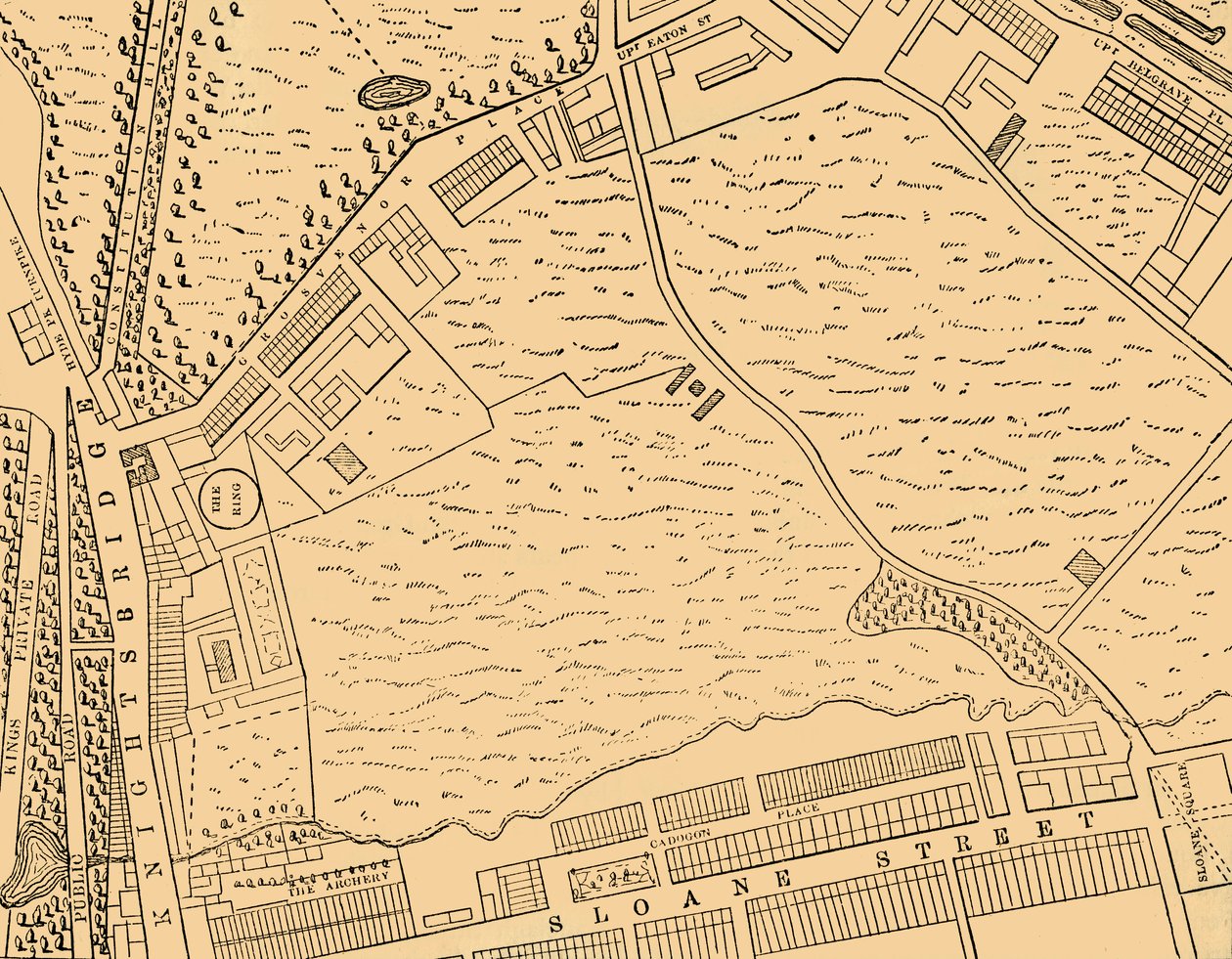 Mapa Belgravia, 1814, c1876. od Unbekannt