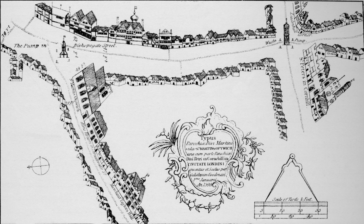Mapa Bishopsgate, City of London, c1599 1904 od Unbekannt