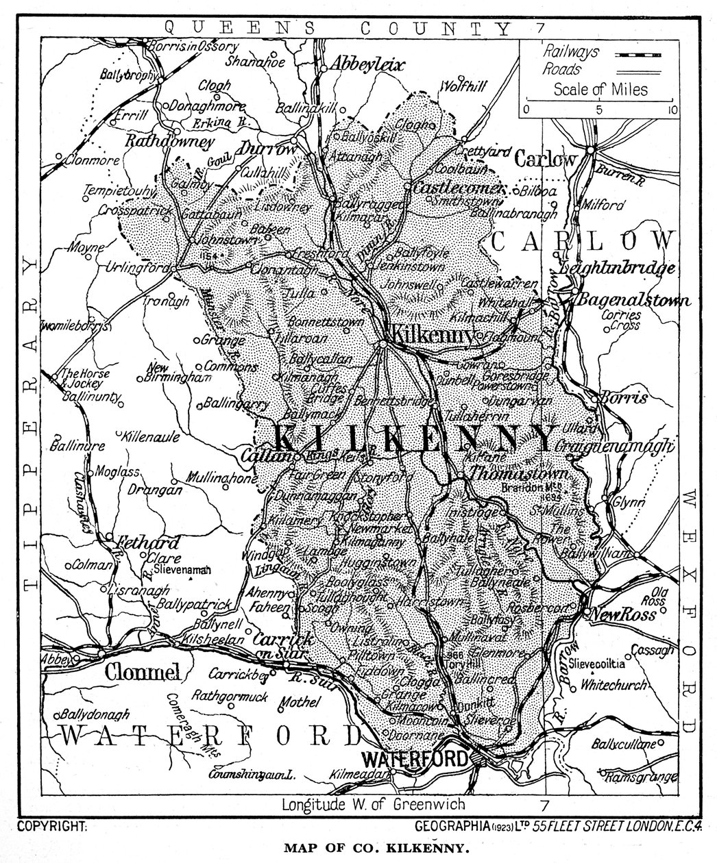 Mapa hrabství Kilkenny, Irsko, 1924-1926 od Unbekannt