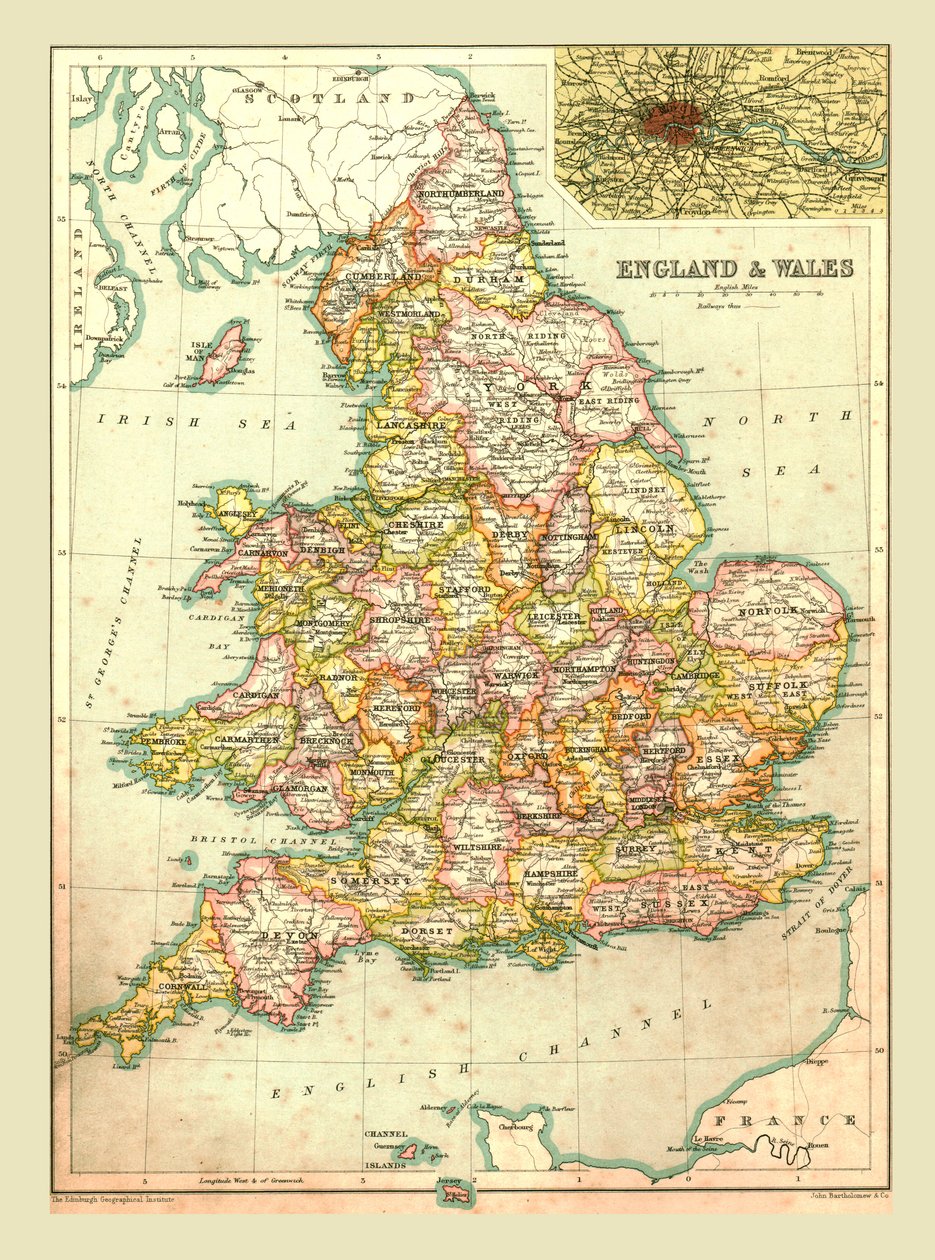 Mapa Anglie a Walesu, 1902. od Unbekannt