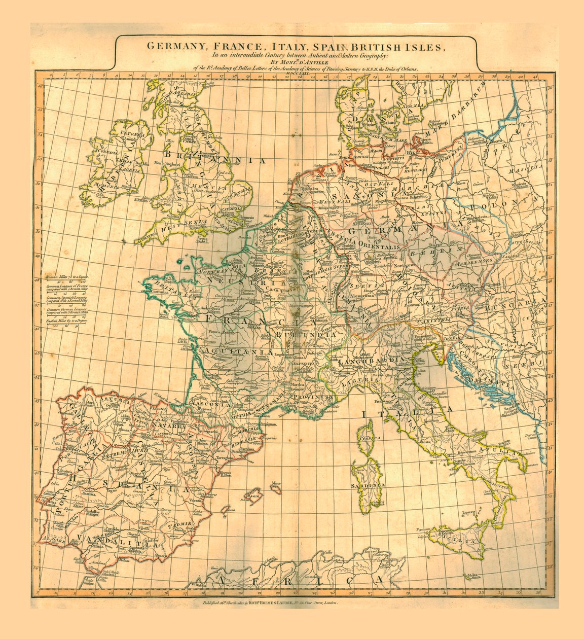 Mapa Evropy, 1821. od Unbekannt