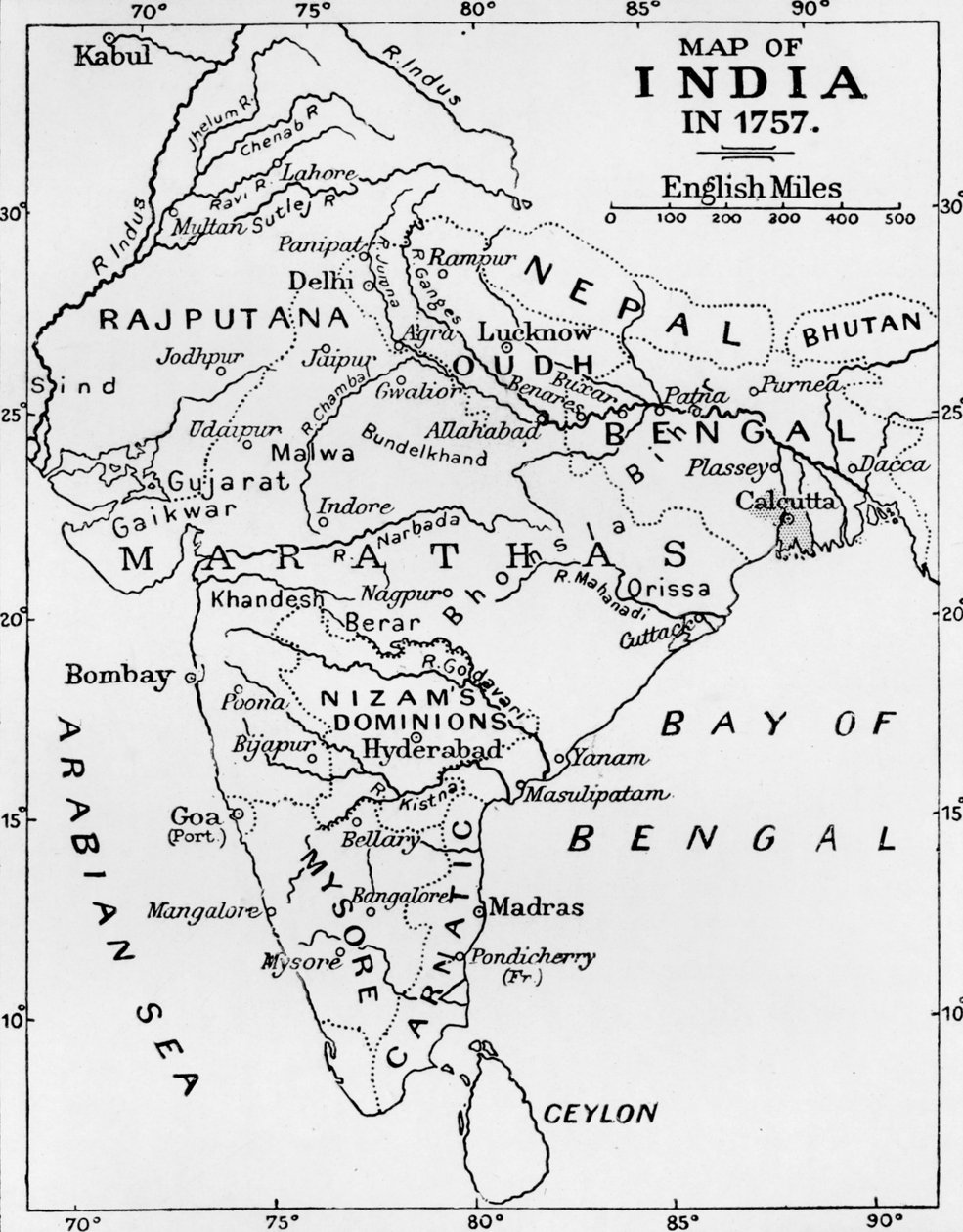 Mapa Indie v roce 1757, c1912 od Unbekannt