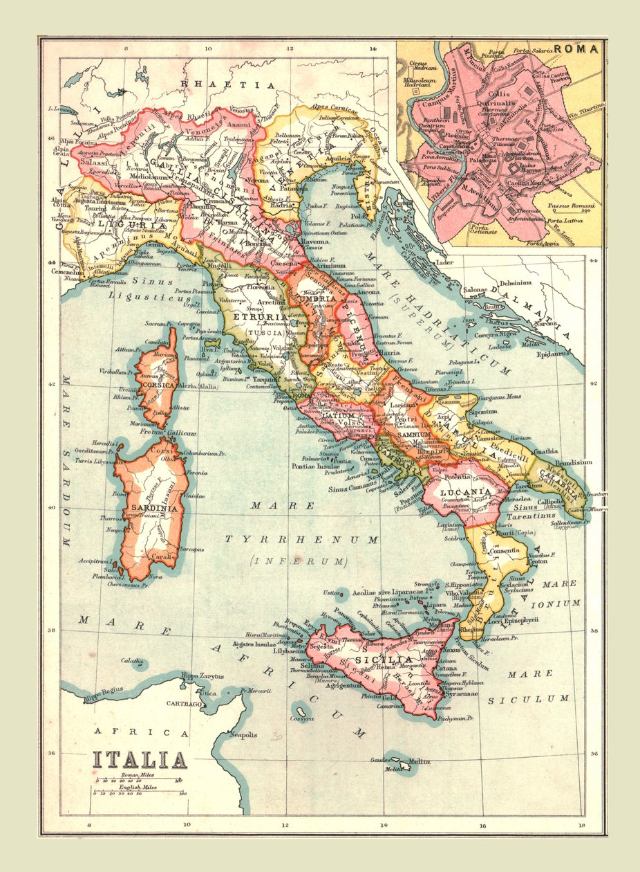 Mapa Itálie, 1902. od Unbekannt