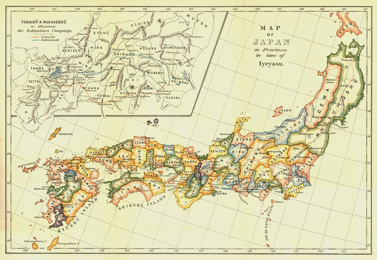 Mapa Japonska v provinciích v době Iyeyasu, 1903. od Unbekannt