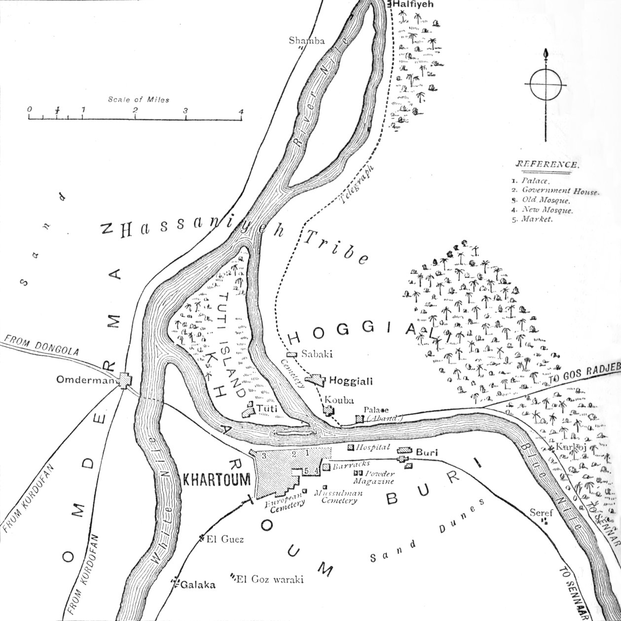 Mapa Chartúmu a okolí, c1885 od Unbekannt