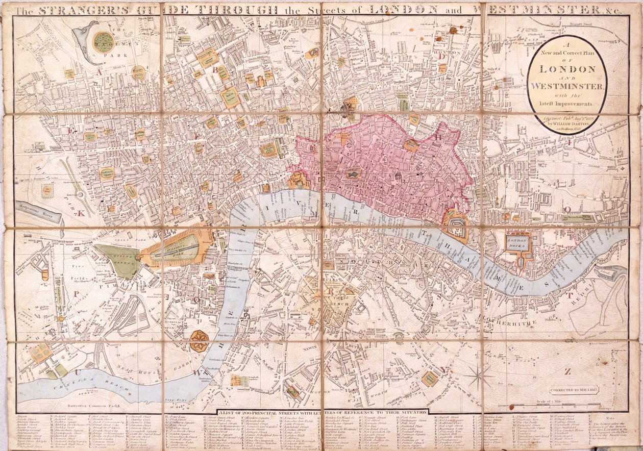 Mapa Londýna, 1823 od Unbekannt