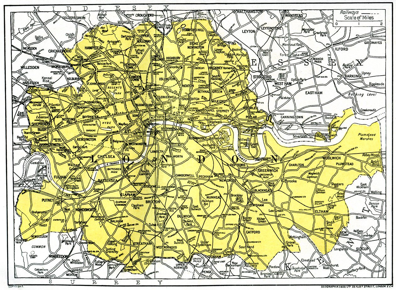 Mapa Londýna, 1924-1926 od Unbekannt