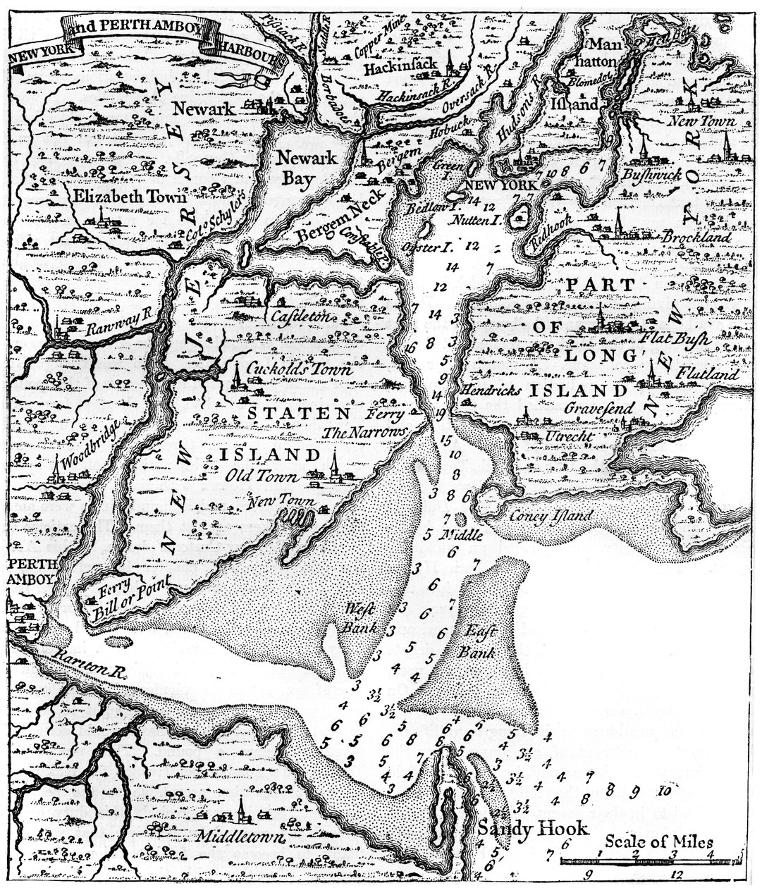 Mapa New Yorku asi v polovině 18. století, c1880 od Unbekannt