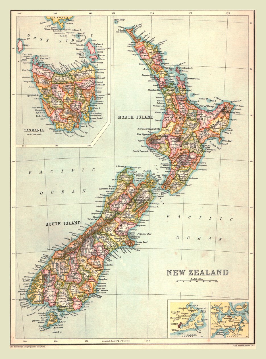 Mapa Nového Zélandu, 1902. od Unbekannt