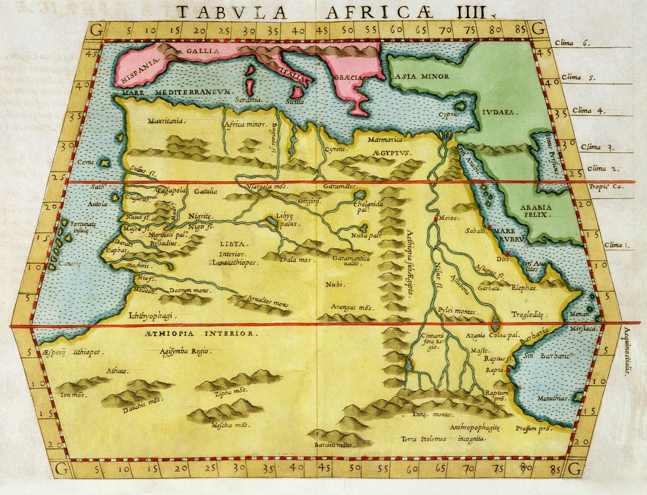 Mapa severní Afriky, c1580 od Unbekannt