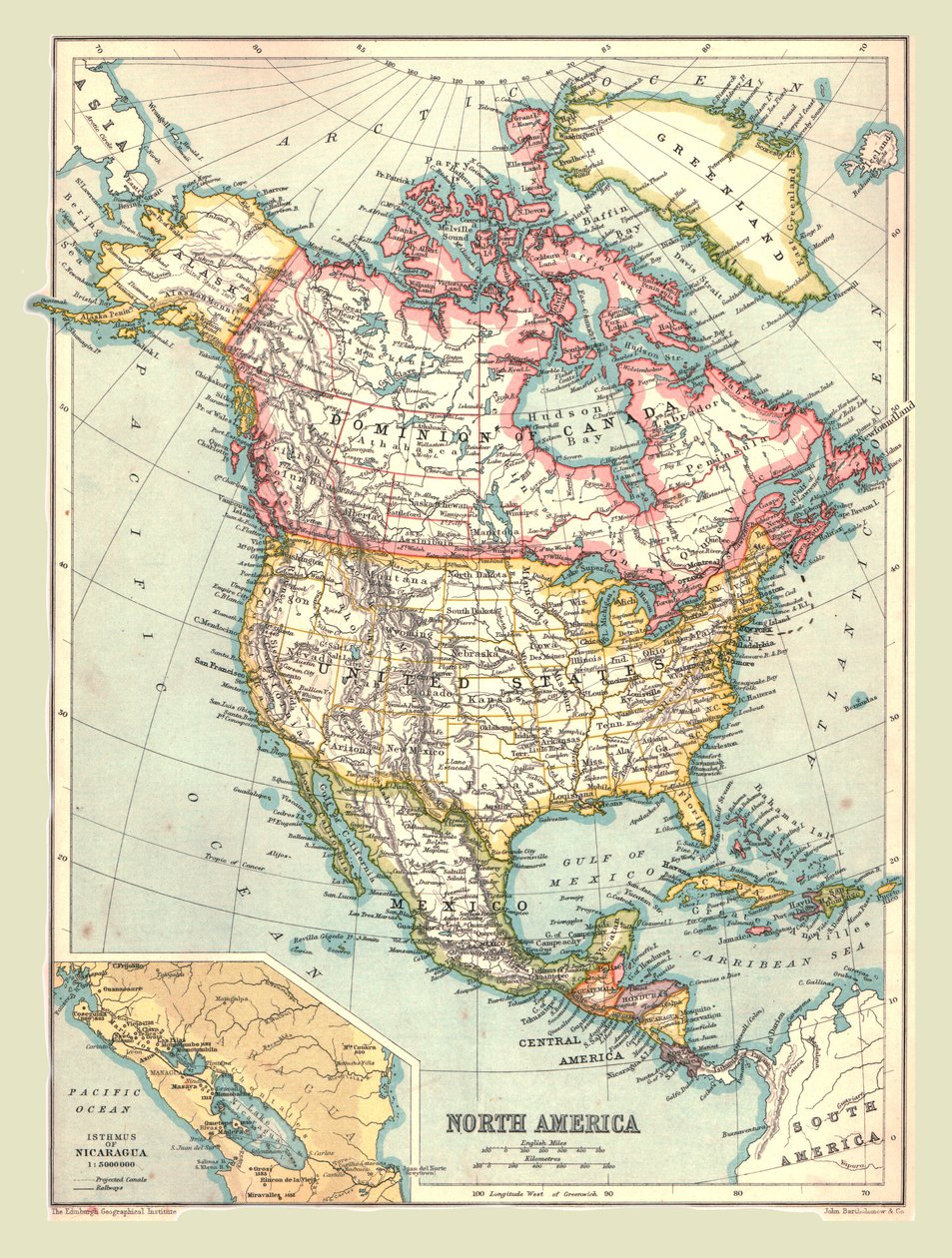 Mapa Severní Ameriky, 1902. od Unbekannt